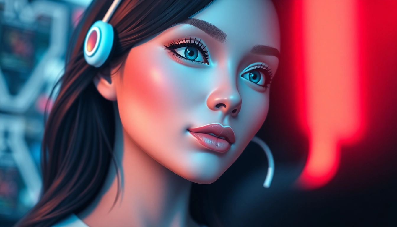 AI girlfriend engaging in a realistic chat via a sleek digital interface, highlighting advanced emotional and unfiltered interactions for users.