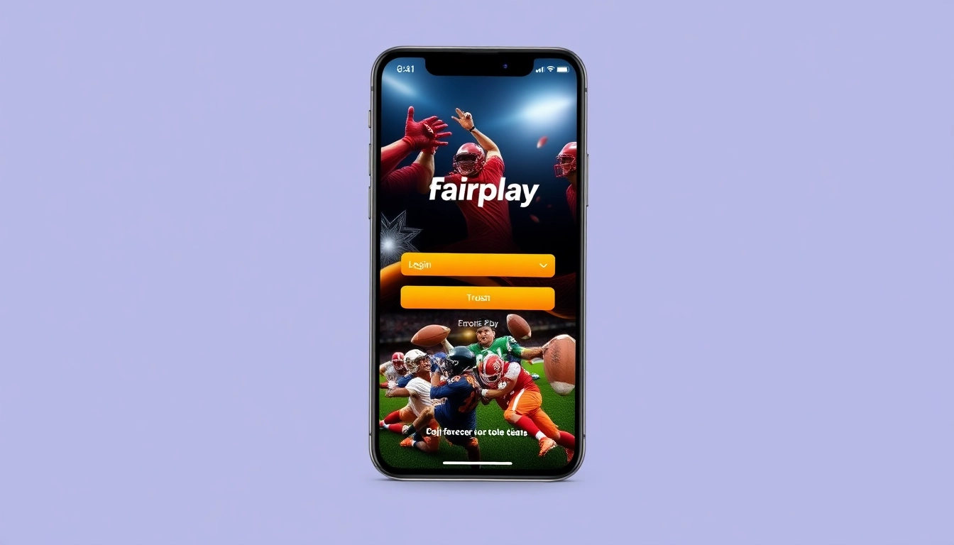 Fairplay online login screen on a mobile device with vibrant colors and engaging sports betting interface for users in India.