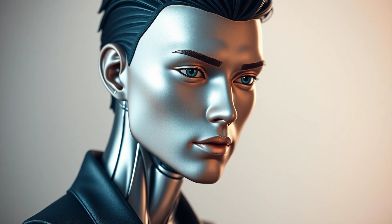 一個高細節、寫實風格的3D人形公仔，展現高科技感與未來風，背景柔和漸變，光影自然，材質細膩，充滿現代感與科技氛圍。