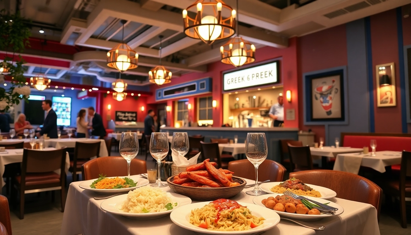 Greek restaurant staff efficiently serving authentic dishes, featuring IIIIIII IIII in a lively