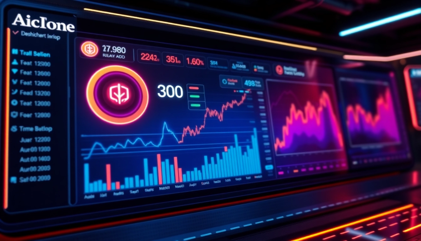 Professional analyzing aicoin market data on a high-tech digital dashboard for investors and traders